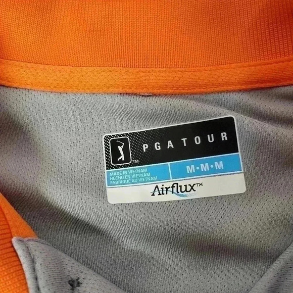 NWT Men's PGA tour Salmon short sleeve Airflux shirt size Med NWT Golf Polo - Picture 3 of 8